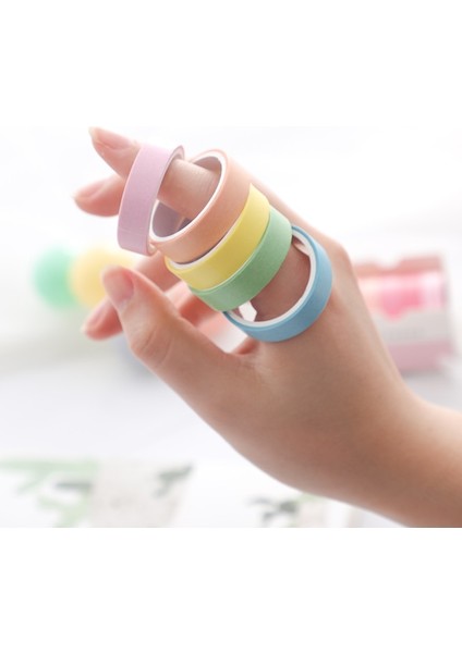 E Stili 5rollsbox Düz Renk Washi Bant Seti Dekoratif Maskeleme Bandı Sevimli Scrapbooking Yapışkan Bant Okul Kırtasiye Malzemeleri (Yurt Dışından) indirimleri
