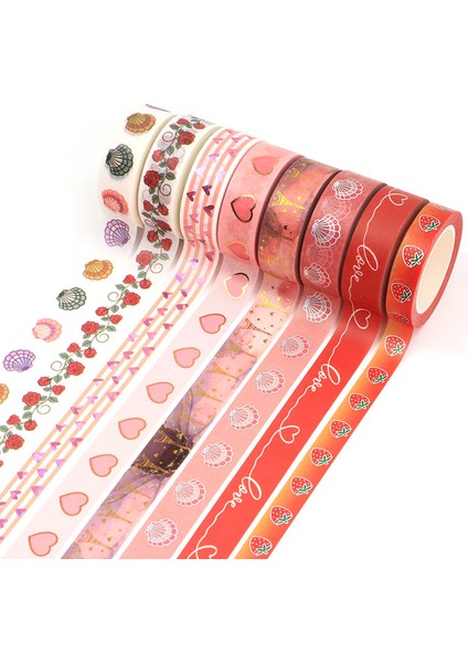 F212 Stili 2022 Yeni 10M Dekoratif Kalpler ve Çiçekler Washi Bant Sevgililer Günü Seti Scrapbooking Planlayıcısı Yapışkan Maskeleme Bandı Sevimli Kırtasiye (Yurt Dışından) fiyatları