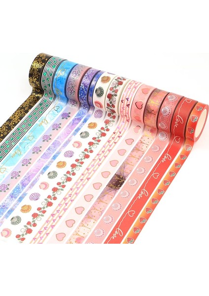 F212 Stili 2022 Yeni 10M Dekoratif Kalpler ve Çiçekler Washi Bant Sevgililer Günü Seti Scrapbooking Planlayıcısı Yapışkan Maskeleme Bandı Sevimli Kırtasiye (Yurt Dışından) indirimleri