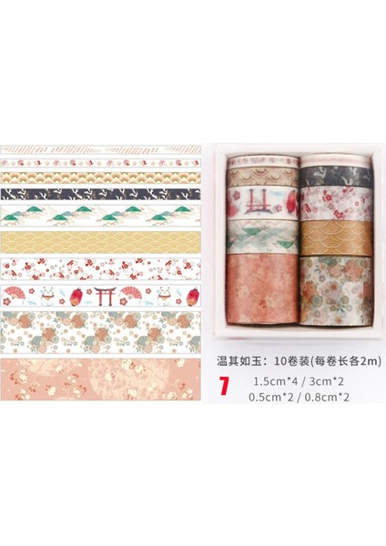 TYPE2-7-10PCS Tarzı Pcsset Siyah Folyo Washi Bant Japon Kağıt Dıy Planlayıcısı Maskeleme Bandı Yapışkan Bantlar Çıkartmalar Dekoratif Kırtasiye Bantları (Yurt Dışından)