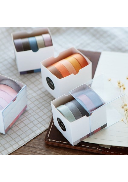 E Stili Journamm 5pcs * 5m Düz Renk Mermi Günlük Tutma Yapışkan Bantlar Scrapbooking Sticker Maskeleme Bantları Washi Bant Seti Kırtasiye Bantları (Yurt Dışından) fırsatları