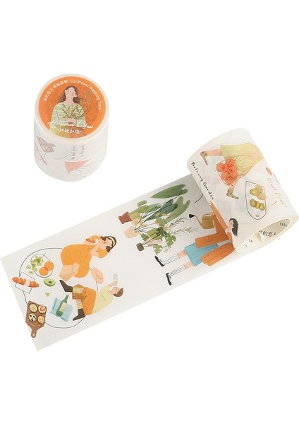 Ka Fei Shi Guang Tarzı 5cm * 300CM Basit Kız Hayat Illüstrasyon Washi Bant Sevimli Edebi Günlüğü Karalama Defteri Maskeleme Bandı Kawaii Kırtasiye Aksesuarları (Yurt Dışından) modelleri