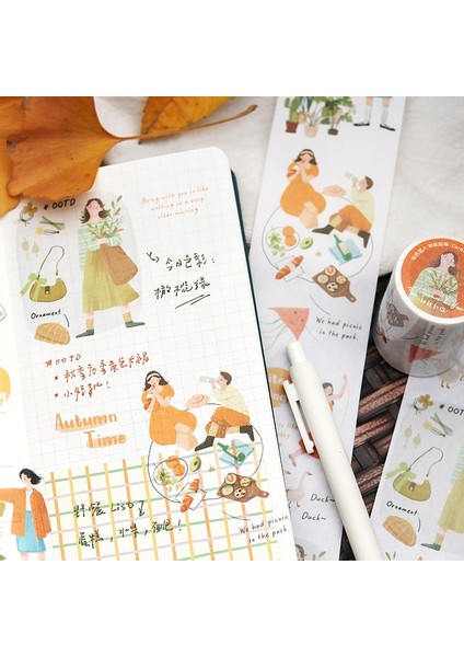 Ka Fei Shi Guang Tarzı 5cm * 300CM Basit Kız Hayat Illüstrasyon Washi Bant Sevimli Edebi Günlüğü Karalama Defteri Maskeleme Bandı Kawaii Kırtasiye Aksesuarları (Yurt Dışından) indirimleri