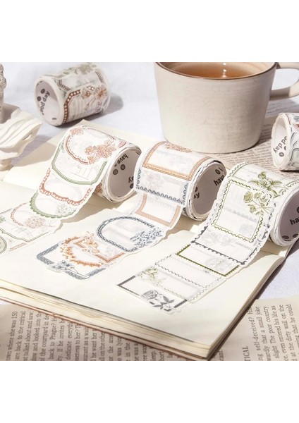 H Tarzı Rulo Washi Maskeleme Bantları Çerçeve Dekoratif Yazılabilir Vintage Bant Scrapbooking Albümü Için Retro Tarzı Yapışkanlı Yazılabilir Bant (Yurt Dışından)