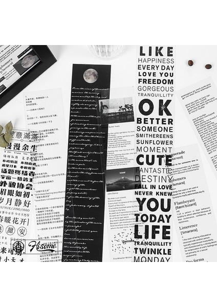 D Stili Ingilizce Cümle Washi Bant Kendin Yap Hediye Paketleme Scrapbooking ve Craft Yapışkan Yapışkan Maskeleme Bandı Dekoratif Etiket (Yurt Dışından)