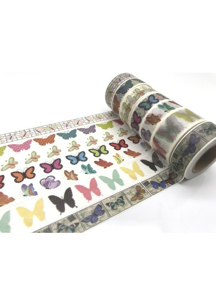 NO.2139 Stili S Beden Jiataihe Washi Bant Renkli Kelebek Dekor Zanaat Diy Bant Dekoratif Bant Çok (Yurt Dışından) fırsatları