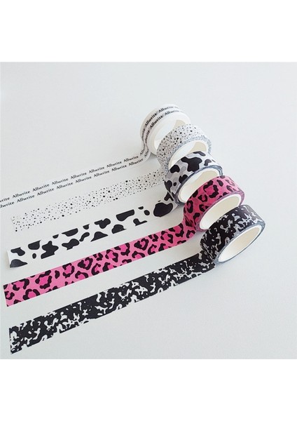 No.5 Tarzı Ins Inek Leopar Noktalar Sevimli Washi Bant Kısa Vuruş Köpek Zarf Kartı Sızdırmazlık Çıkartmaları Kırtasiye Malzemeleri Dekoratif Bantlar 5 M (Yurt Dışından) fiyatları