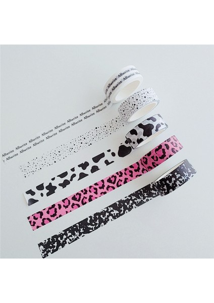 No.5 Tarzı Ins Inek Leopar Noktalar Sevimli Washi Bant Kısa Vuruş Köpek Zarf Kartı Sızdırmazlık Çıkartmaları Kırtasiye Malzemeleri Dekoratif Bantlar 5 M (Yurt Dışından) indirimleri