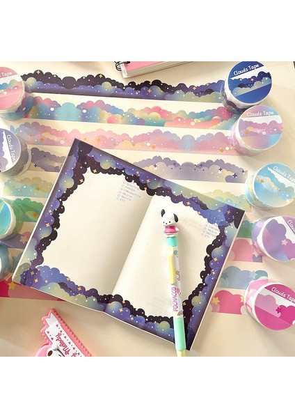 No.3 Tarzı Mınkys Yeni 5 M Kawai Yıldız Bulut Washi Bant Scrapbooking Dergisi Sahne Çerçeve Dekorasyon El Çadır Degrade Bulutlar Kağıt Bant (Yurt Dışından)