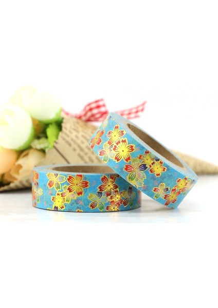 No.66 Tarzı 10M Çiçek Bakır Kalp Altın Folyo Washi Bant Kağıt Scrapbooking Maskeleme Bandı Yapışkan Bant Sticker Dekoratif Kırtasiye Bantları (Yurt Dışından)