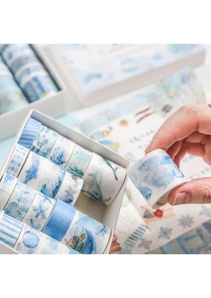 M Tarzı S Beden Washi Bant Seti Okyanus Çıkartmaları Scrapbooking Retro Maskeleme Yıkama Bantları Çiçek Washitape Fita Adesiva Adhesiva Decorativa (Yurt Dışından) indirimleri
