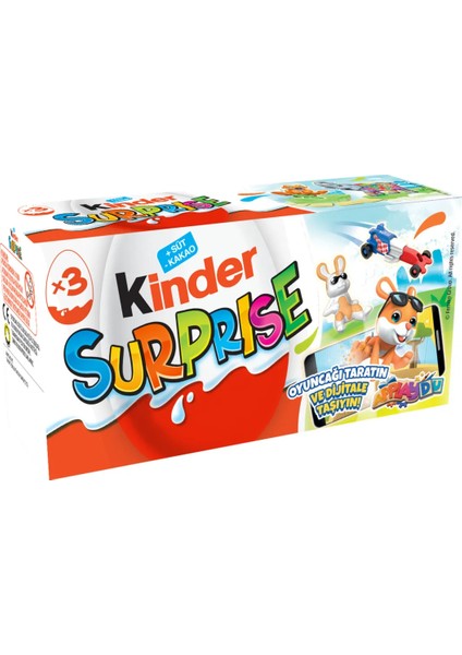 Surprise Yumurta Yeni Seri Alman Çikolatası 3 Lü 60 gr x 2 Adet