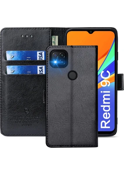 MTK Moveteck Xiaomi Redmi 9c Kılıf Tam Kaplar Deri Dokulu