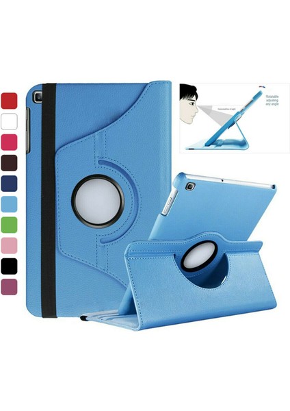 Samsung Galaxy Tab A9 Plus X210 X215 X216 Uyumlu Kılıf Dönerli Standlı Suni Deri Uyku Modlu 360° Komple Koruma 11 Inç Mavi