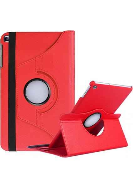 Samsung Galaxy Tab A9 Plus X210 X215 X216 Uyumlu Kılıf Dönerli Standlı Suni Deri Uyku Modlu 360° Komple Koruma 11 Inç Kırmızı
