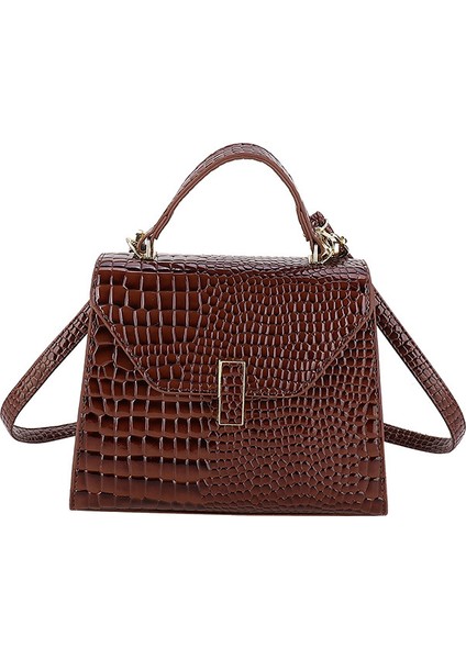 Retro Moda Timsah Desenli Omuz Crossbody Küçük Kare Çanta (Yurt Dışından)