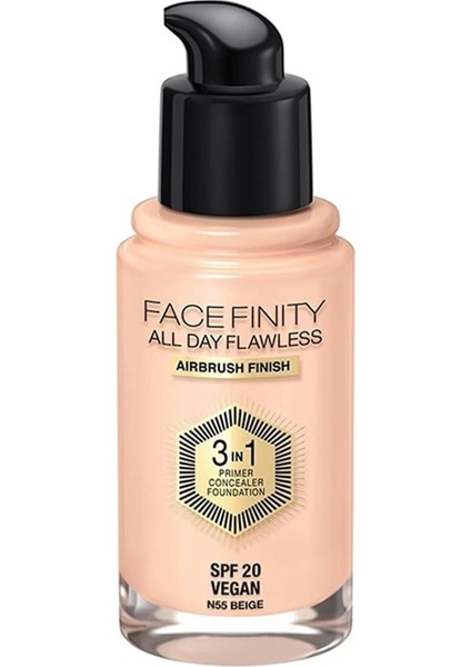 Facefinity 3'Ü 1 Arada Kalıcı Fondöten 55 Beige