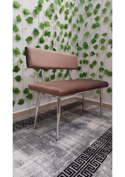 Krom Metal Ayaklı Metal Kasalı Sırtlı Mutfak Salon Antre Yatak Odası Balkon Bench Puf Bank Oturak