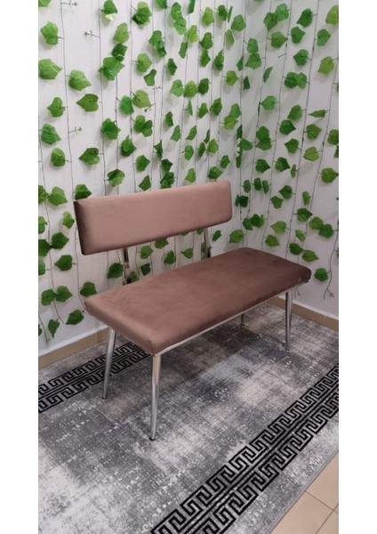 Krom Metal Ayaklı Metal Kasalı Sırtlı Mutfak Salon Antre Yatak Odası Balkon Bench Puf Bank Oturak fırsatları