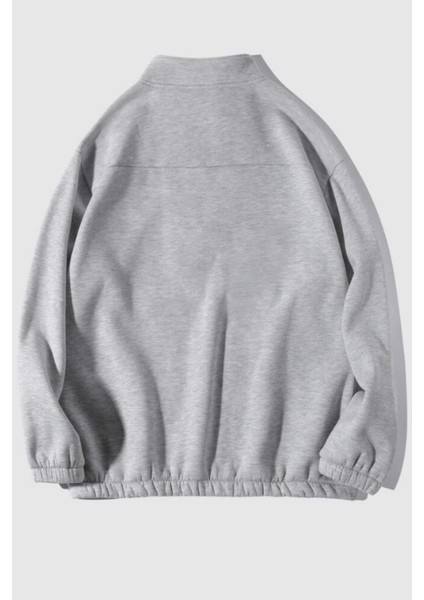 Ghassy Co. Erkek Yarım Fermuarlı Oversize Bel ve Kol Lastikli Içi Polarlı Sweatshirt