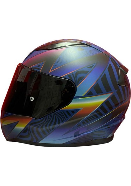 Rapıd 2 Race Optık Mat Mavi-Mor Kask Siyah Cam