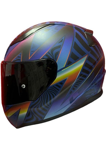 Rapıd 2 Race Optık Mat Mavi-Mor Kask Siyah Cam