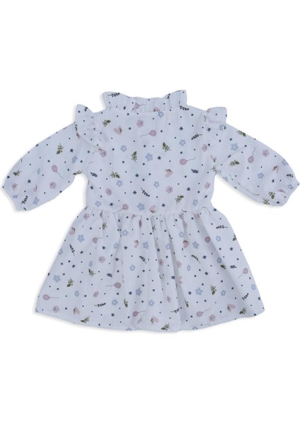 Kız Çocuk Bebek Çiçekli Şönil Elbise Fırfırlı Omuz Detay modelleri