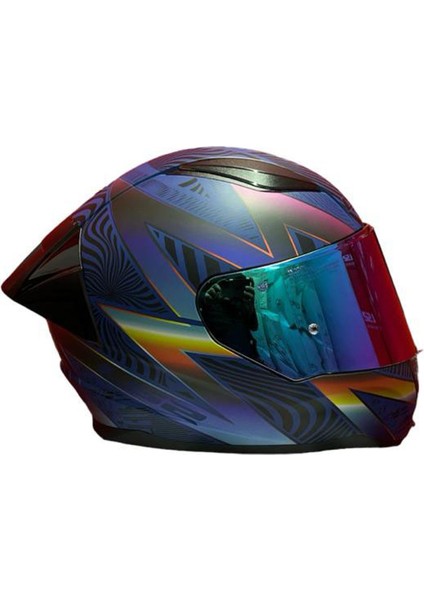 Rapıd 2 Race Optık Mat Mavi-Mor Kask++Spoiler-Set Gökkuşağı Cam