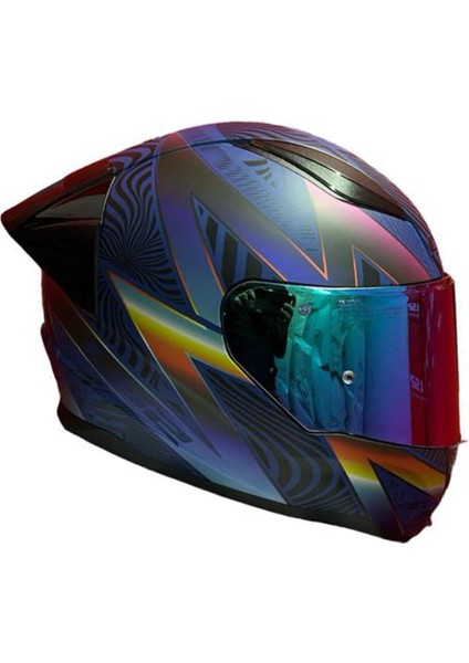 Rapıd 2 Race Optık Mat Mavi-Mor Kask++Spoiler-Set Gökkuşağı Cam modelleri