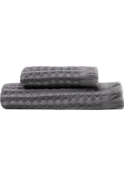Seren 2'li Havlu Seti Organik Pamıuk Waffle Pike Antrasit 30*50-50X90