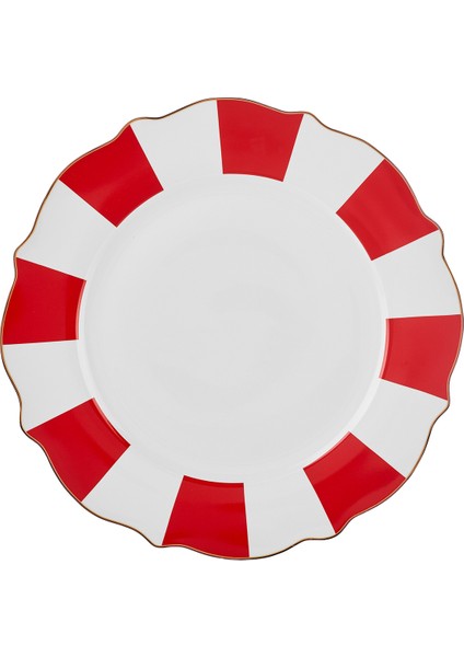 New Romantic Kalın Çizgili Servis Tabağı 27 cm Kırmızı