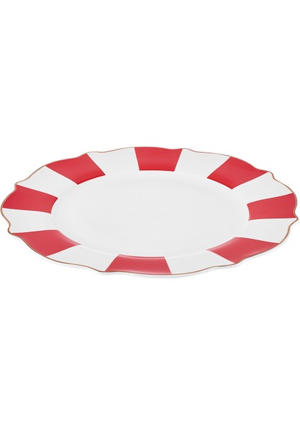 New Romantic Kalın Çizgili Servis Tabağı 27 cm Kırmızı fiyatları