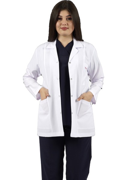 Gömlek Yaka Ceket Boy Beyaz Bayan Doktor Öğretmen Hemşire Laboratuvar Önlüğü