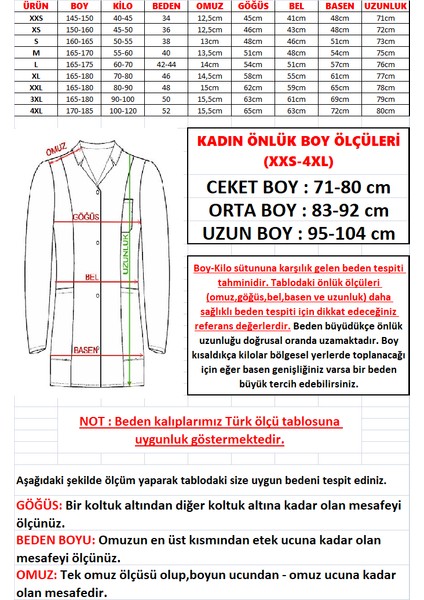 Gömlek Yaka Ceket Boy Beyaz Bayan Doktor Öğretmen Hemşire Laboratuvar Önlüğü fırsatları