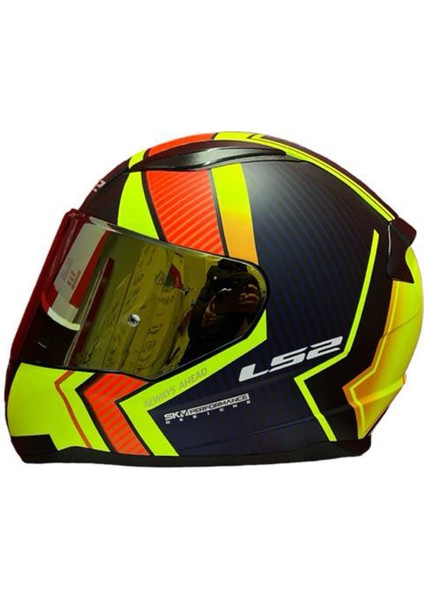 Rapıd 2 Race Extra Mat Neon Sarı-Navy Mavi Kask Sarı Cam