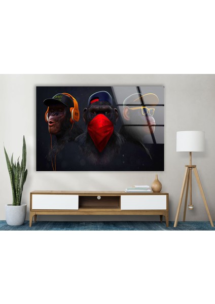 3 Maymun Temperli Cam Duvar Tablosu indirimleri