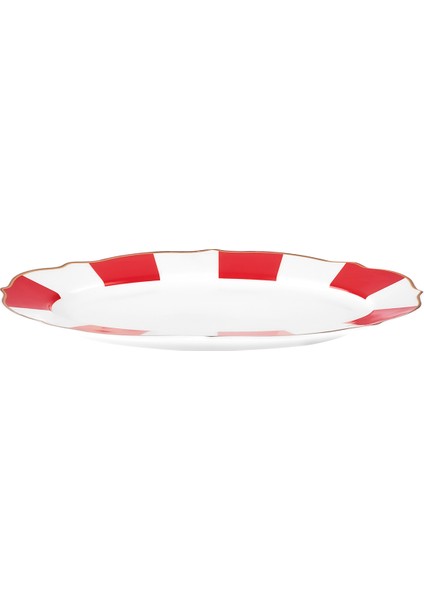 New Romantic Kalın Çizgili Kayık Tabak 20 cm Kırmızı fiyatları