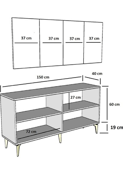 Dronne Konsol 4 Kapaklı, 4 Raflı Beyaz-Beyaz indirimleri
