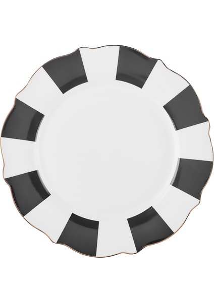 New Romantic Kalın Çizgili Servis Tabağı 27 cm Siyah