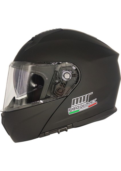 MTS-966 Çeneden Açılır Kask Güneş Vizörlü (Mat Siyah)