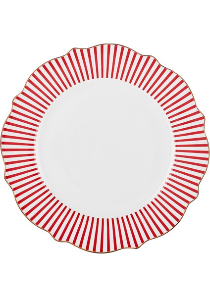 New Romantic Ince Çizgili Servis Tabağı 27 cm Kırmızı