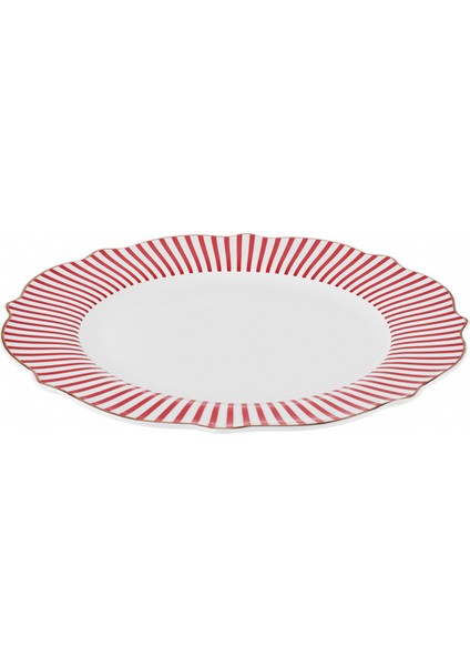 New Romantic Ince Çizgili Servis Tabağı 27 cm Kırmızı fiyatları