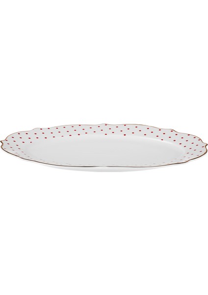 New Romantic Puantiyeli Kayık Tabak 30 cm Kırmızı fiyatları