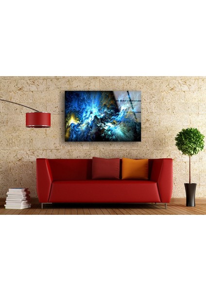 Mavi Soyut Temperli Cam Duvar Tablosu modelleri