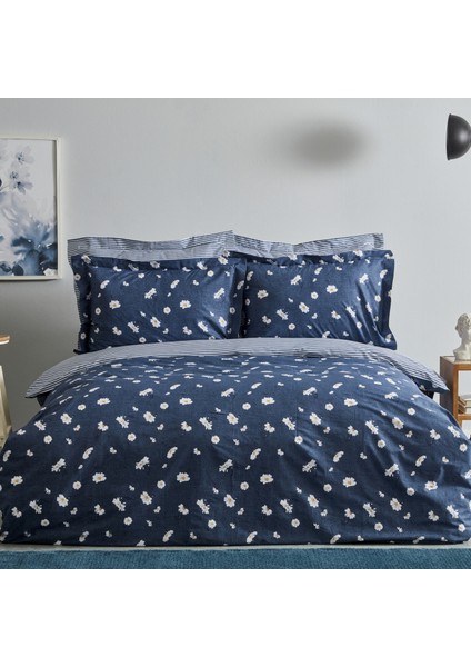 Karaca Home Daisy  Pamuk Çift Kişilik Nevresim Takımı Mint Indigo (Pp)