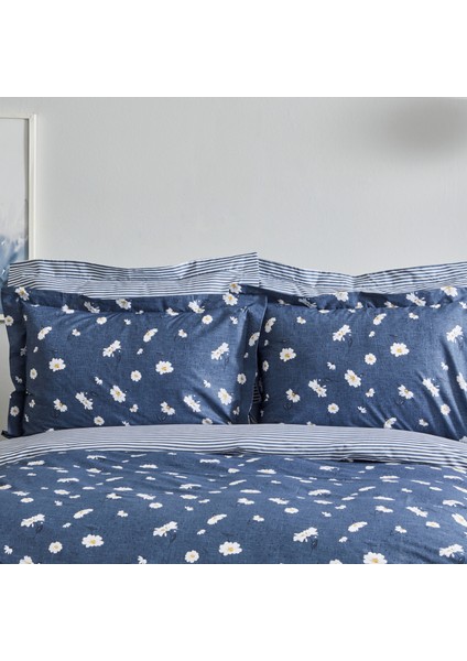 Karaca Home Daisy  Pamuk Çift Kişilik Nevresim Takımı Mint Indigo (Pp)