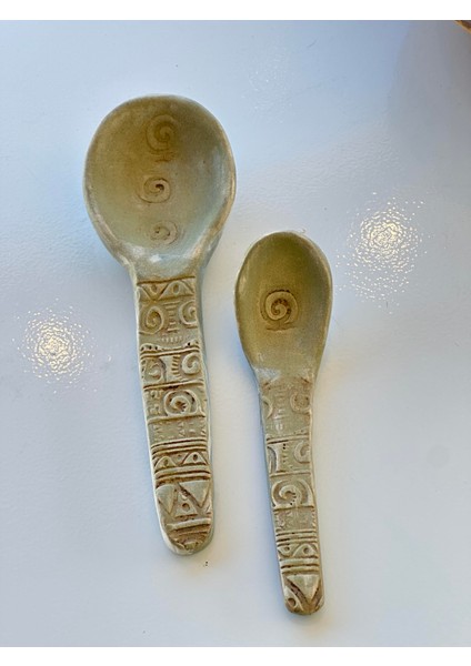 Tasarım Seramik Desenli Kaşık - Mint