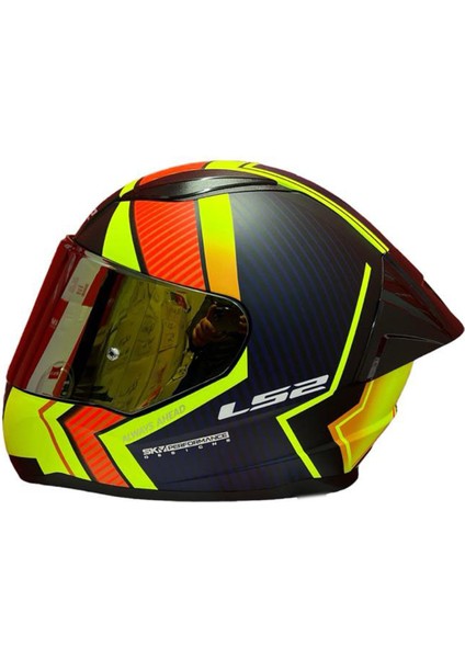 Rapıd 2 Race Extra Mat Neon Sarı-Navy Mavi Kask++Spoiler-Set Sarı Cam