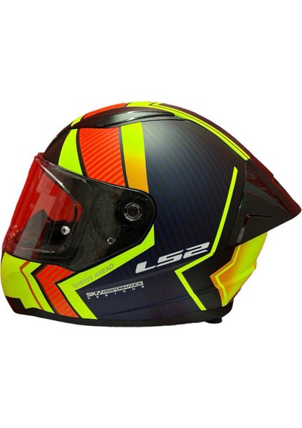 Rapıd 2 Race Extra Mat Neon Sarı-Navy Mavi Kask+Spoiler