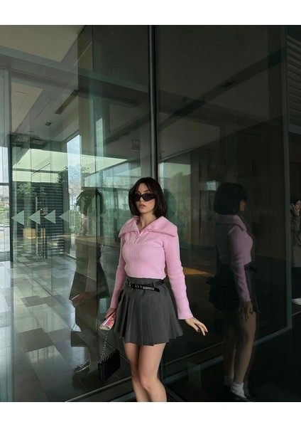 Fermuar Detaylı Crop